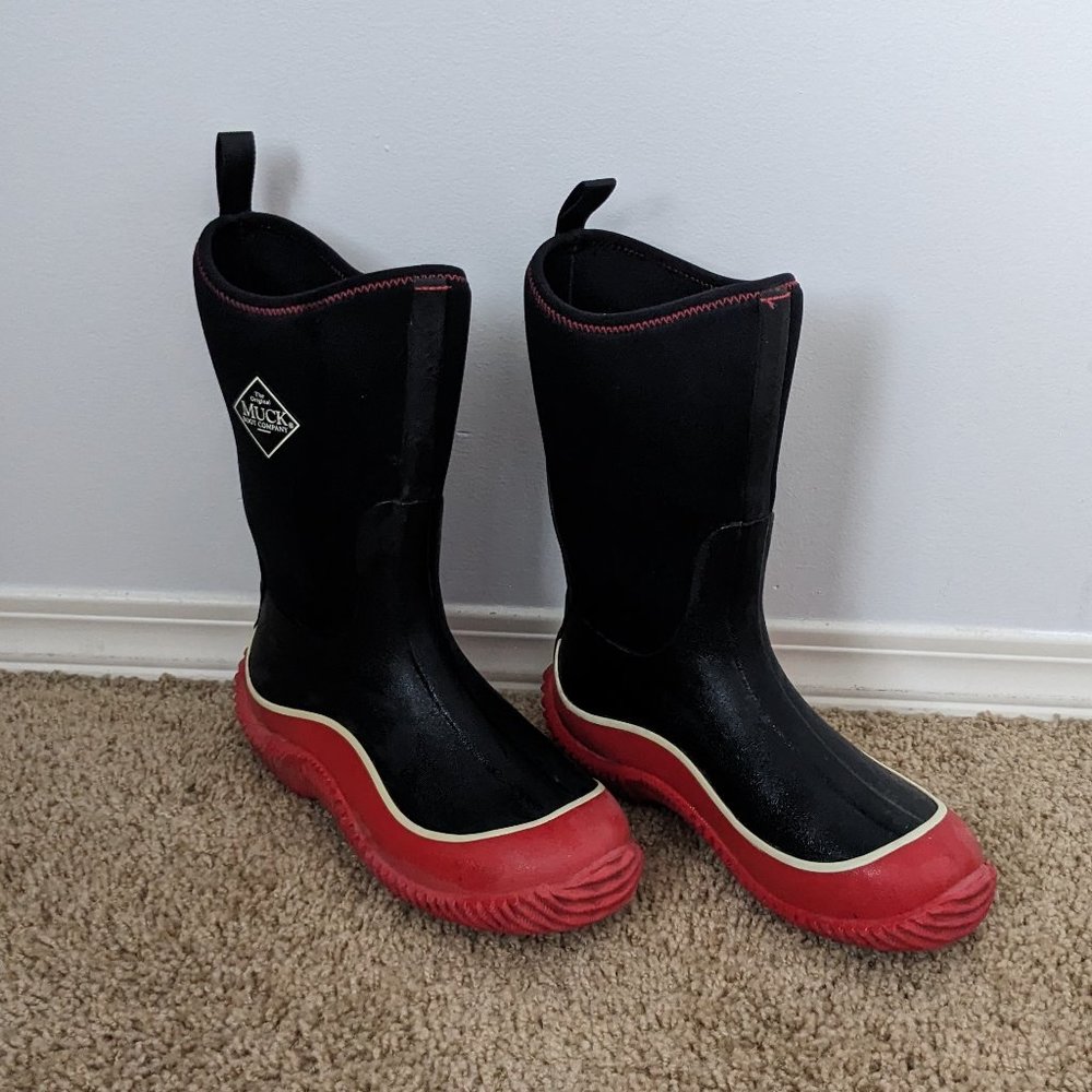 The Original Muck Boot Company - Black & Red Hale Rain Boot - Size 4
